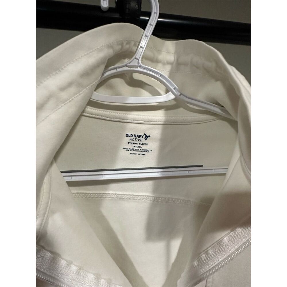 Old Navy Unisex White Fleece Hoodie Medium Quarter-Zip Casual Fall - Picture 4 of 4